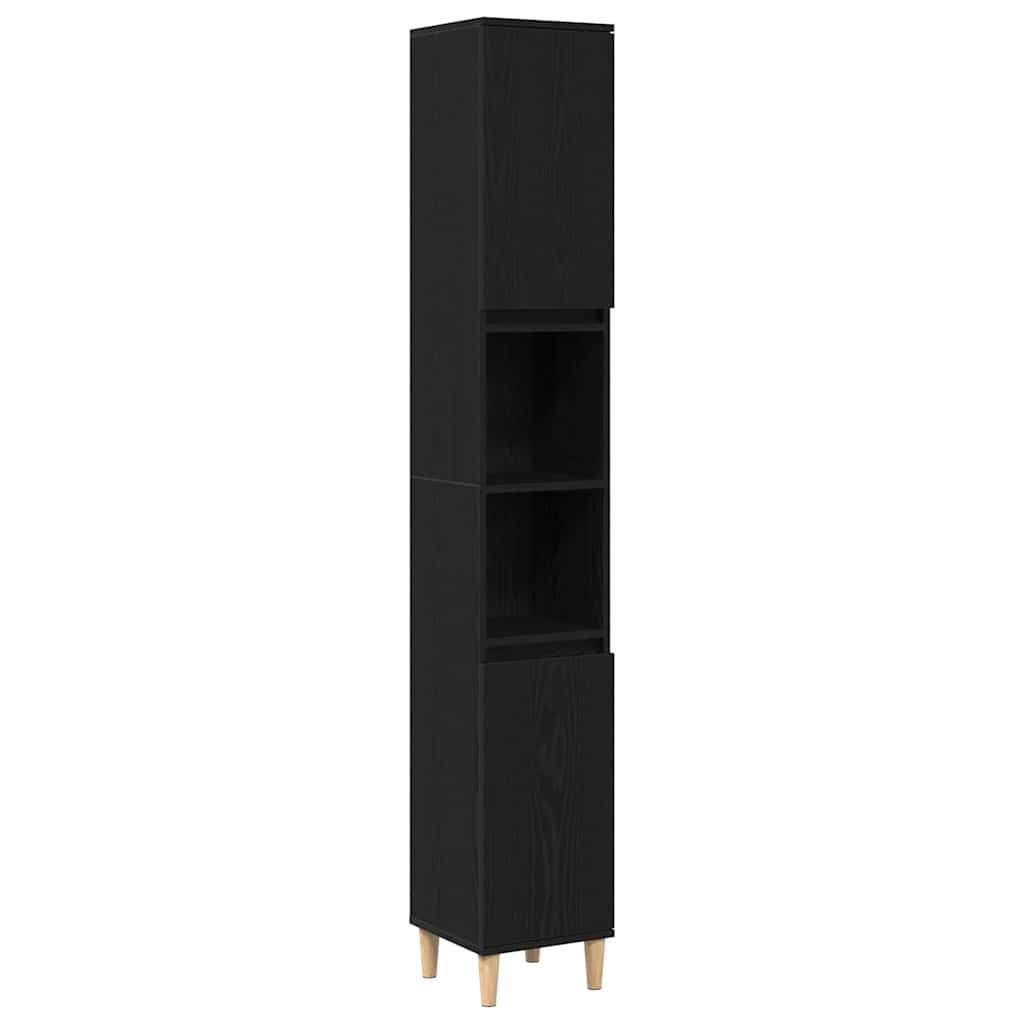 8721158772039_wbg-an-m_en_hd_1 vidaXL Bathroom Cabinet Black oak 30 x 30 x 190 cm Engineered Wood - Image 2