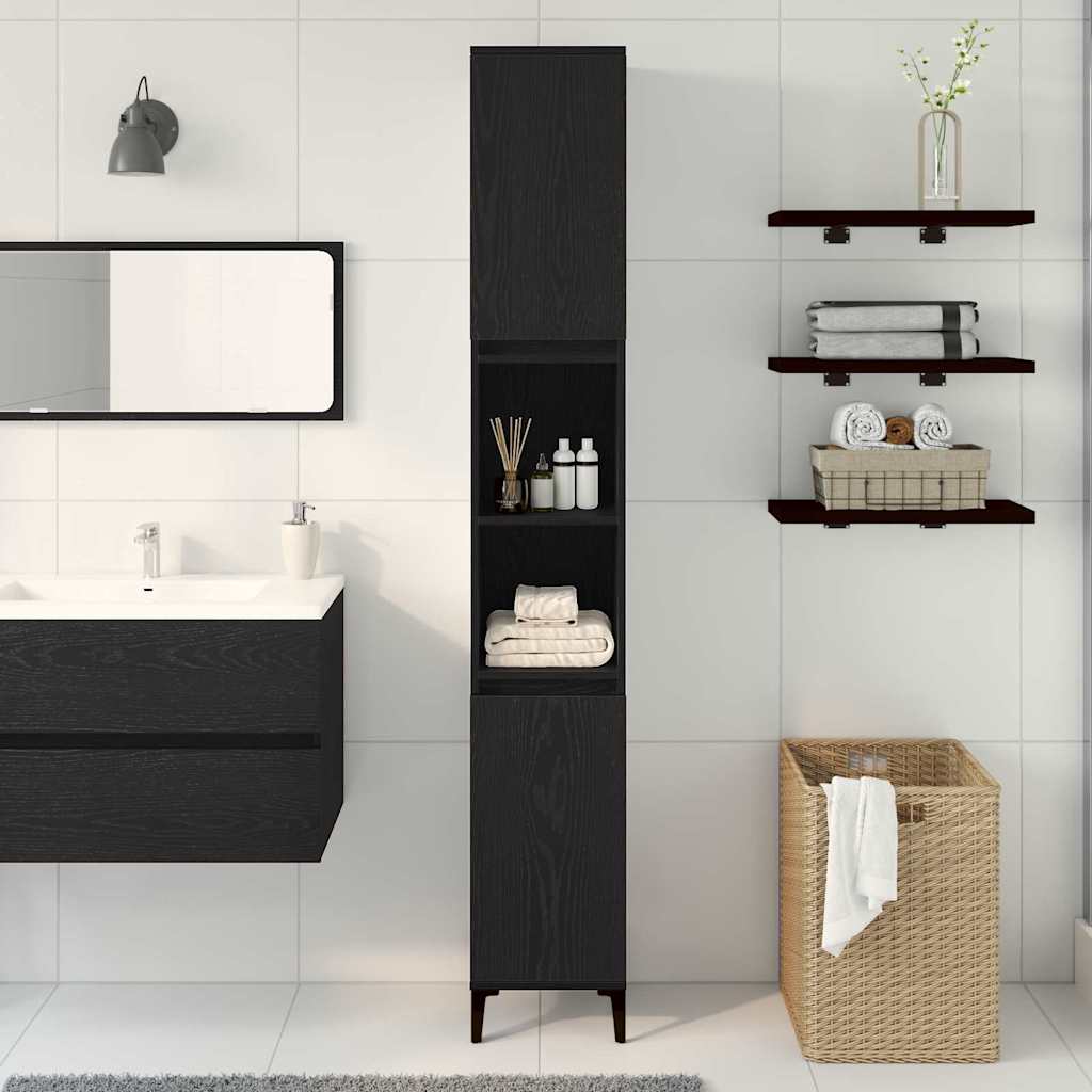 8721158772046_mo-im_en_hd_2 vidaXL Bathroom Cabinet Black oak 30 x 30 x 190 cm Engineered Wood - Image 4