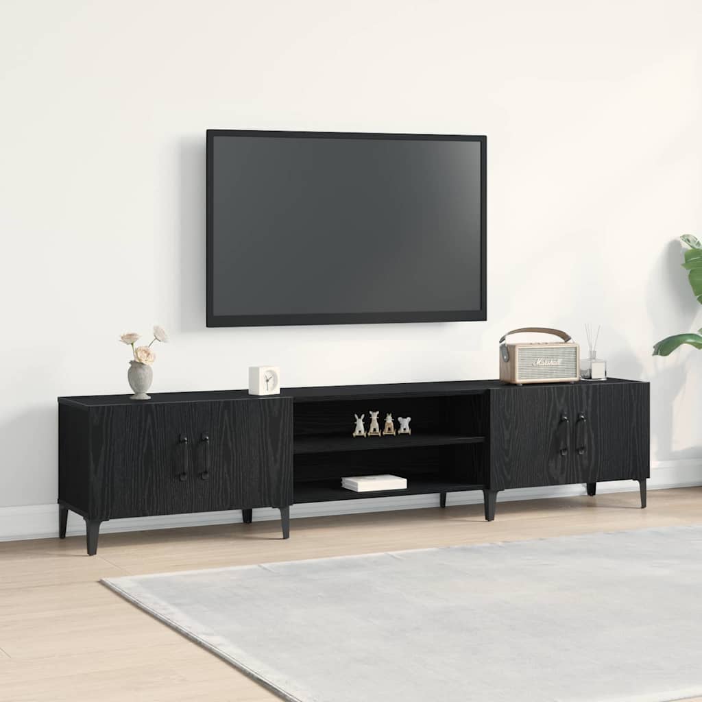 vidaXL TV Cabinet Black oak 180 x 31.5 x 40 cm Engineered wood