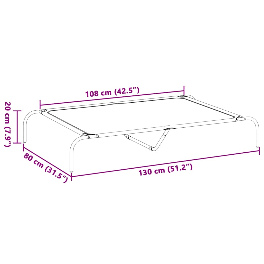 8721158782106_g_en_hd_6 vidaXL Elevated Dog Bed Black 130x80x20 cm Textilene and Steel - Image 8