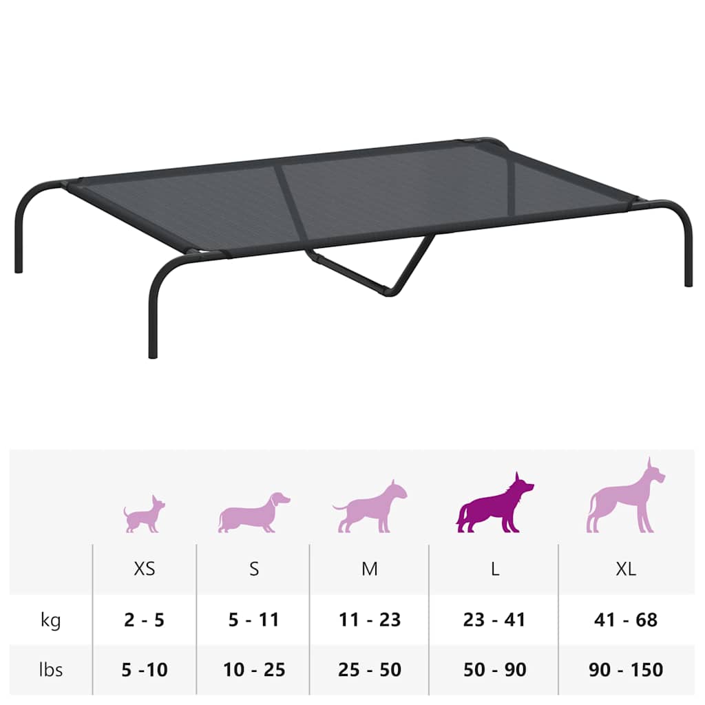 8721158782106_g_en_hd_7 vidaXL Elevated Dog Bed Black 130x80x20 cm Textilene and Steel - Image 9