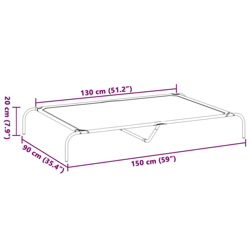 8721158782113_g_en_hd_6 vidaXL Elevated Dog Bed Black 150x90x20 cm Textilene and Steel - Image 8