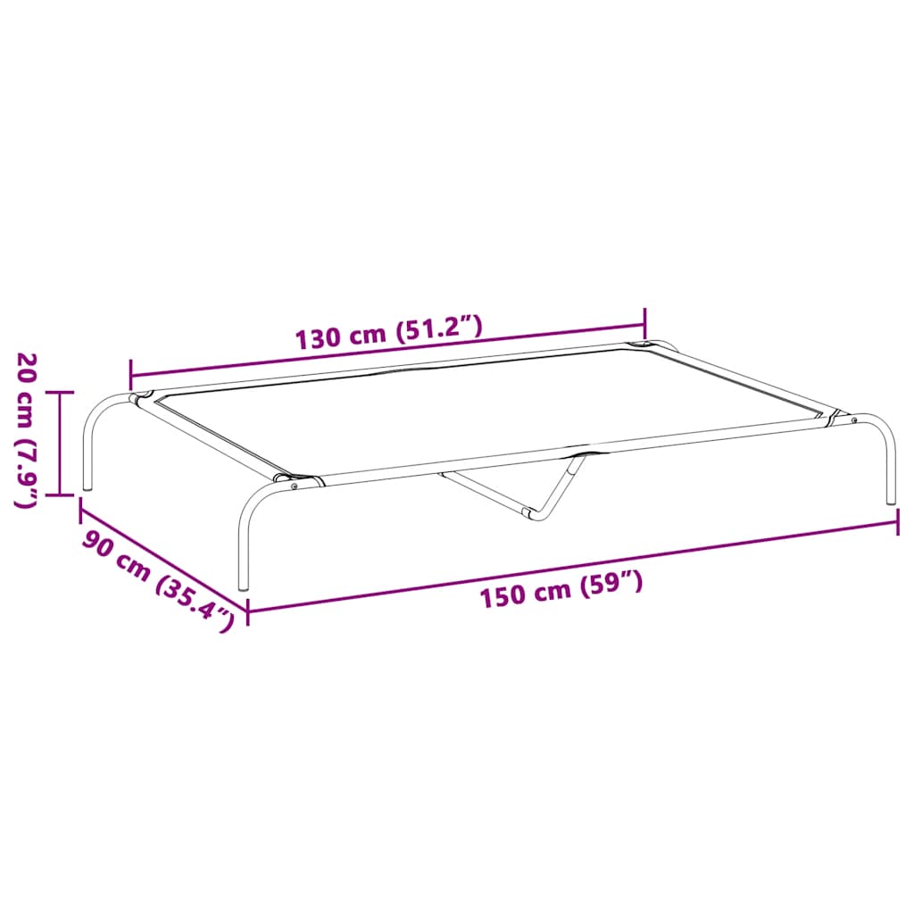 8721158782199_g_en_hd_6 vidaXL Elevated Dog Bed Grey 150x90x20 cm Textilene and Steel - Image 8