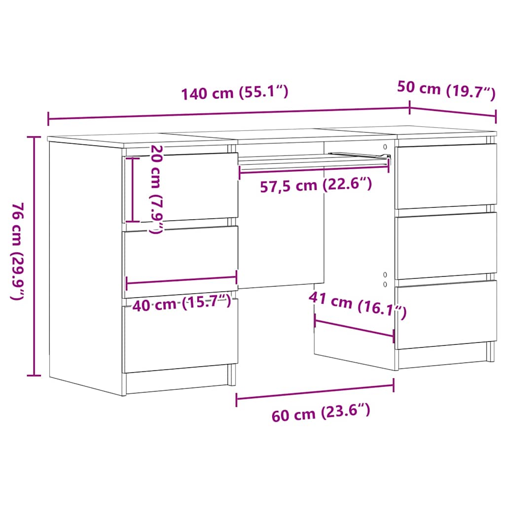 8721158783028_wbg-siz_en_hd_1 vidaXL Desk Black oak 140 x 50 x 76 cm Engineered wood - Image 14