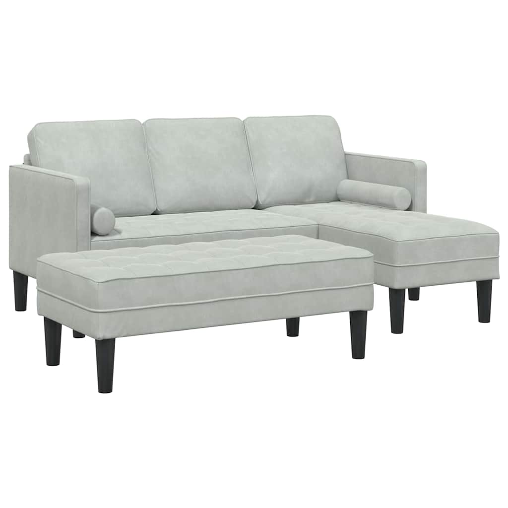 8721158785718_wbg-an-m_en_hd_1 vidaXL Sofa Set 2 pcs Light grey 173 x 131 x 67 cm Velvet - Image 2