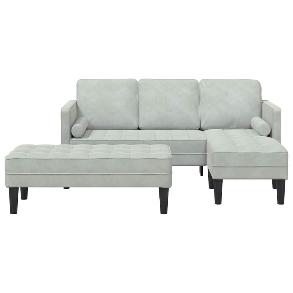 8721158785718_wbg-fr_en_hd_5 vidaXL Sofa Set 2 pcs Light grey 173 x 131 x 67 cm Velvet - Image 6