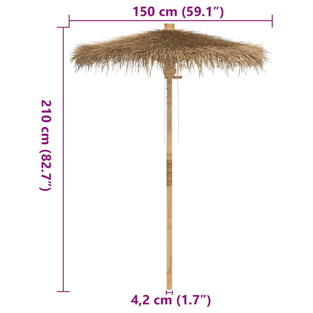 8721158786647_g_en_hd_10 vidaXL Tiki Umbrella with Banana Leaf Canopy 150 cm Bamboo - Image 12