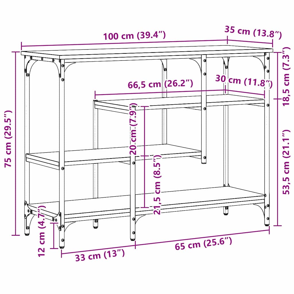 8721158794178_wbg-siz_en_hd_1 vidaXL Console Table with Shelf Black oak 100 x 35 x 75 cm - Image 12