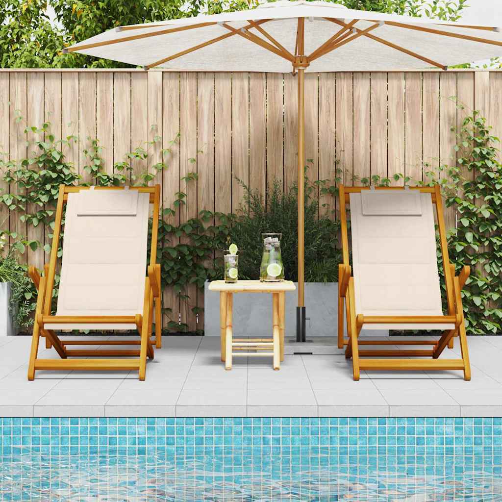 vidaXL Beach Chair 2 pcs Brown 61.5 x 123 x 82cm Solid Acacia wood