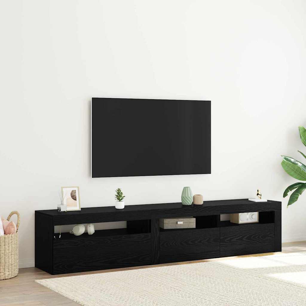 vidaXL TV Cabinets 2 pcs Black oak 195 x 35 x 40 cm Engineered wood