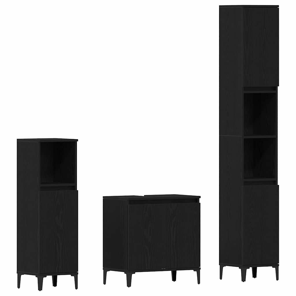 8721158840769_wbg-an-m_en_hd_4 vidaXL Bathroom Furniture Set with Door 3 pcs Black 30 x 30 x 180 cm - Image 2
