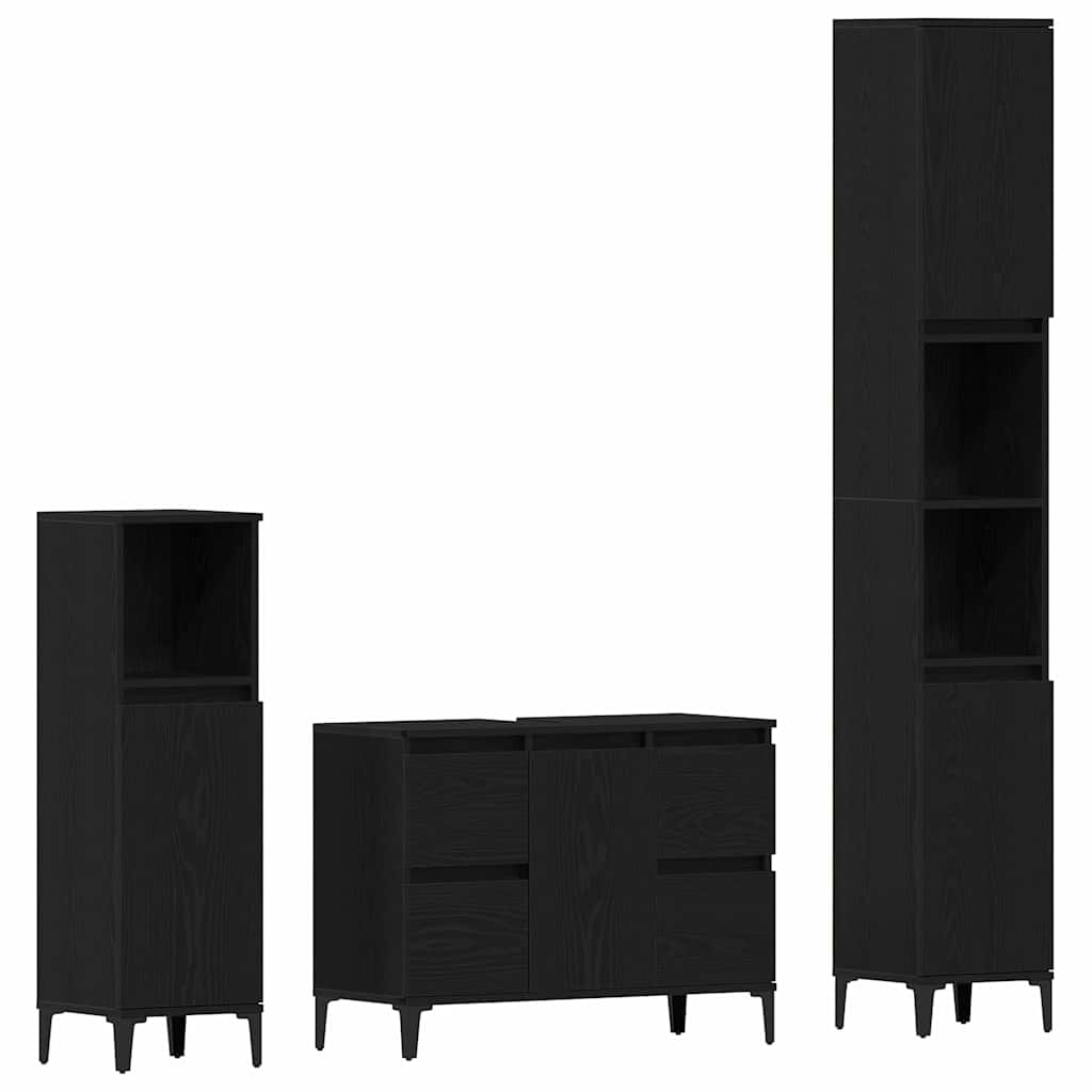 8721158840783_wbg-an-m_en_hd_4 vidaXL Bathroom Furniture Set with Drawer 3 pcs Black 30 x 30 x 180 cm - Image 2