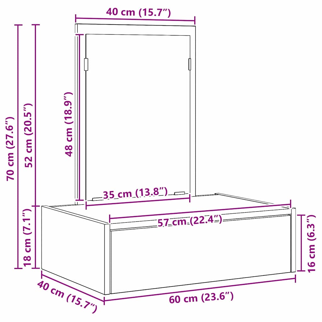 8721158852182_wbg-siz_en_hd_1 vidaXL Dressing Table White 60 x 40 x 70 cm Engineered wood - Image 13