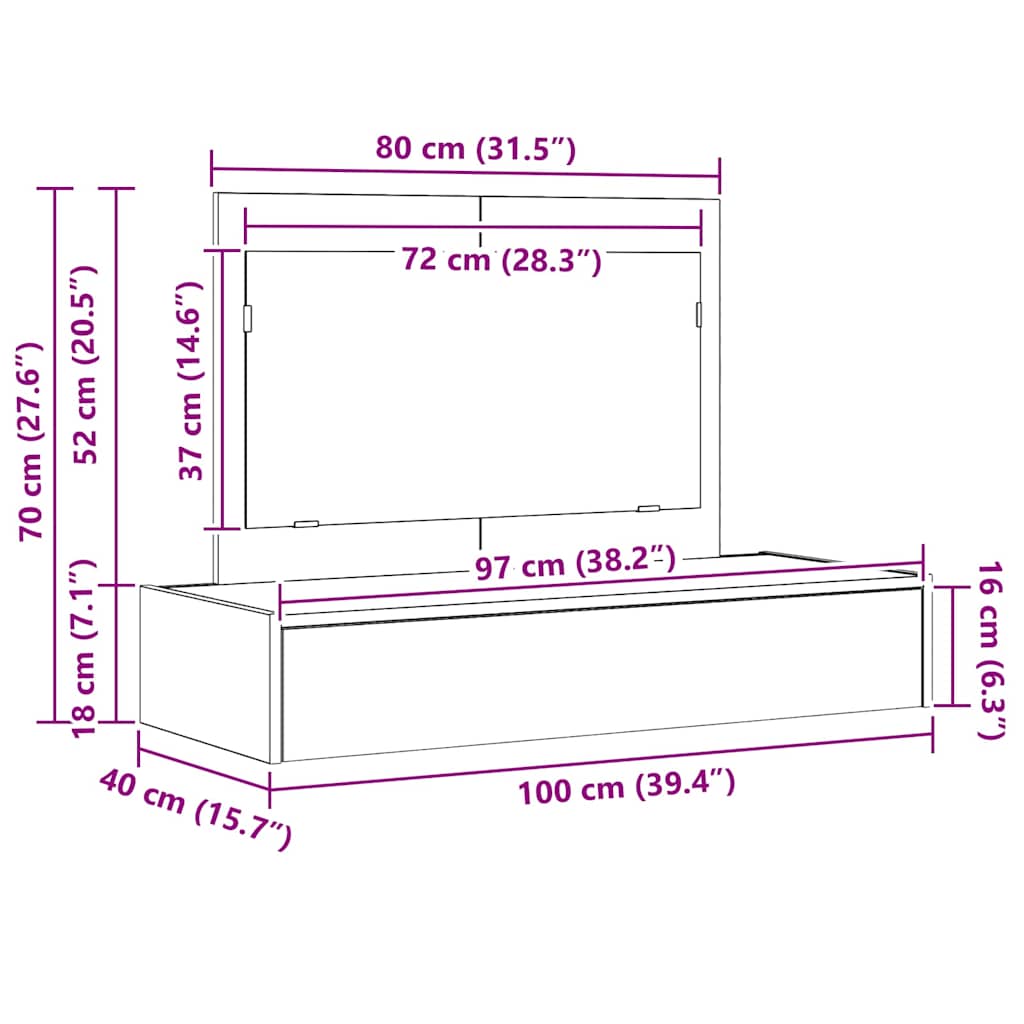 8721158852366_wbg-siz_en_hd_1 vidaXL Dressing Table White 100 x 40 x 70 cm Engineered wood - Image 13
