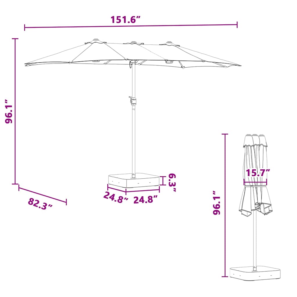 8721158856357_wbg-siz_en_hd_1 vidaXL Garden Parasol Anthracite 385 x 209 x 244 cm Fabric - Image 12