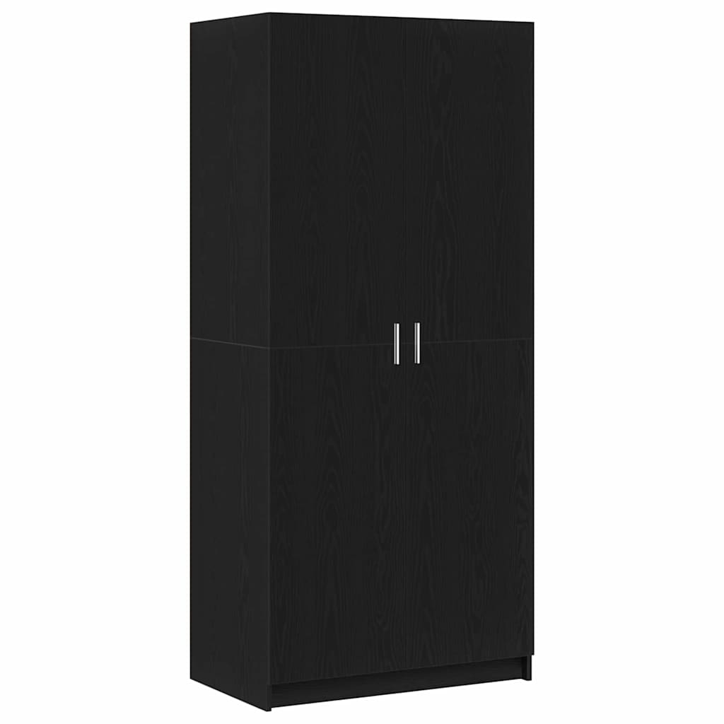 8721158860187_wbg-an-m_en_hd_1 vidaXL Wardrobe with Storage Black 80 x 51 x 180 cm Engineered wood - Image 2