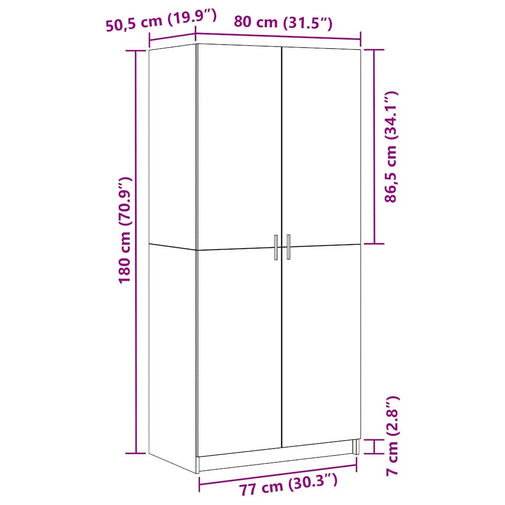 8721158860187_wbg-siz_en_hd_1 vidaXL Wardrobe with Storage Black 80 x 51 x 180 cm Engineered wood - Image 12