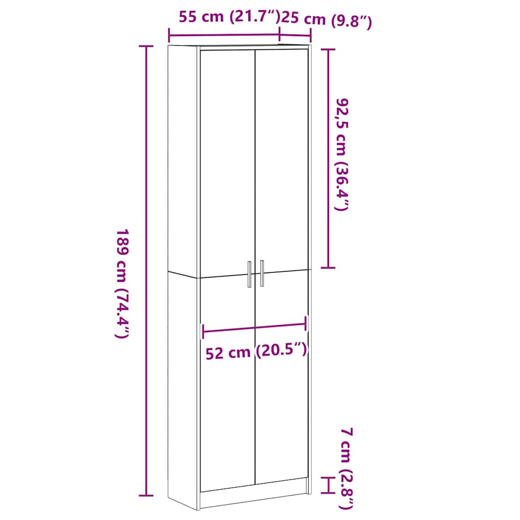 8721158861719_wbg-siz_en_hd_1 vidaXL Wardrobe with Shelf White 55 x 25 x 189 cm Engineered wood - Image 12