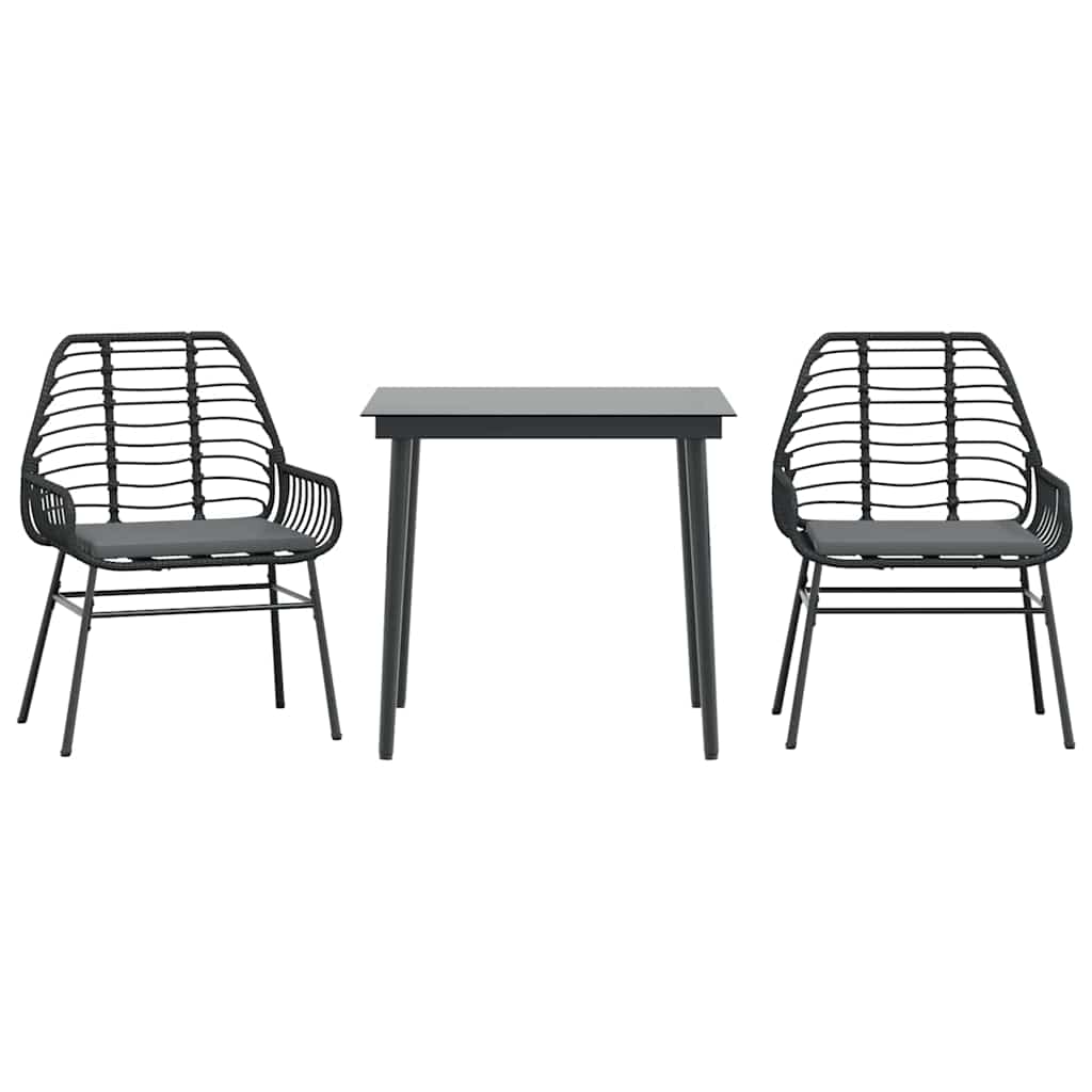 8721158865755_a_en_hd_1 vidaXL 3 Piece Garden Dining Set with Cushions Black Poly Rattan Glass - Image 2