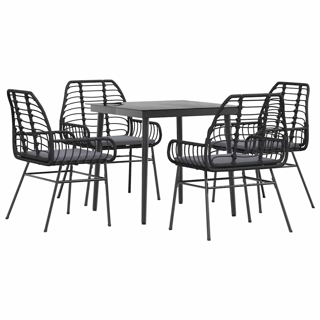 8721158865762_a_en_hd_1 vidaXL 5 Piece Garden Dining Set with Cushions Black Poly Rattan Glass - Image 2