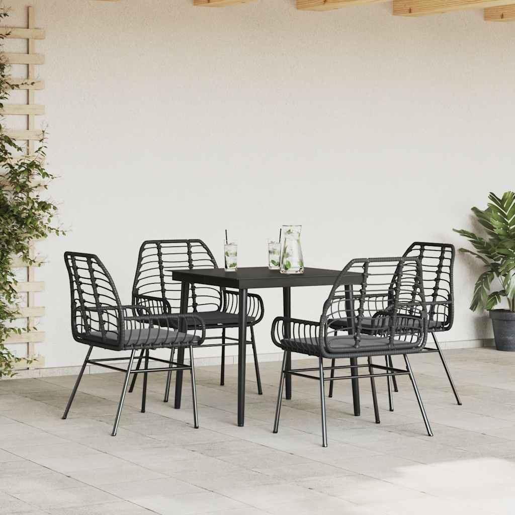 8721158865762_g_en_hd_1 vidaXL 5 Piece Garden Dining Set with Cushions Black Poly Rattan Glass - Image 3