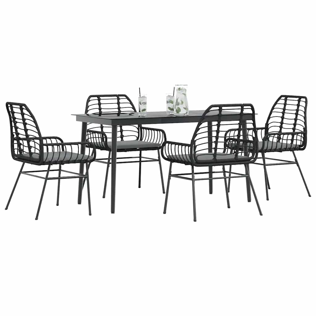 8721158865779_g_en_hd_1 vidaXL 5 Piece Garden Dining Set with Cushions Black Poly Rattan Glass - Image 3