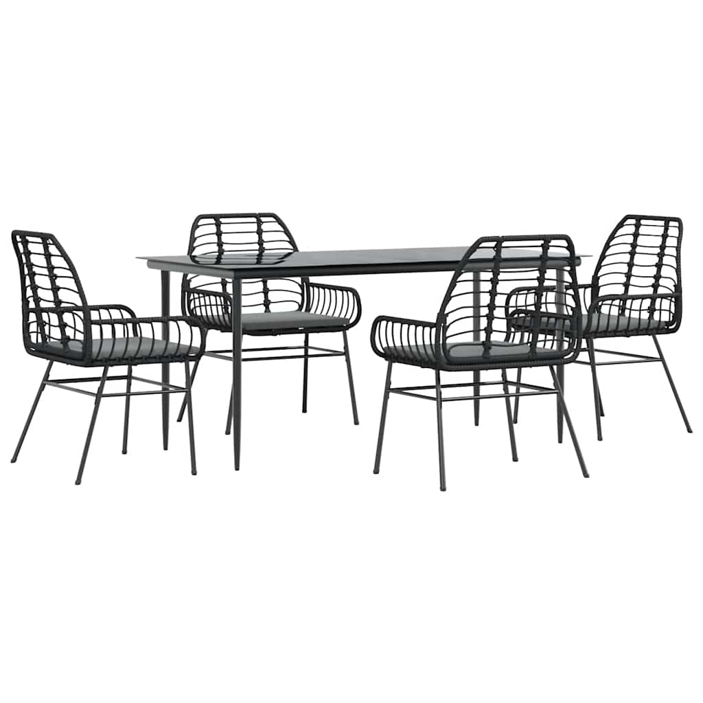 8721158865786_a_en_hd_1 vidaXL 5 Piece Garden Dining Set with Cushions Black Poly Rattan Glass - Image 2