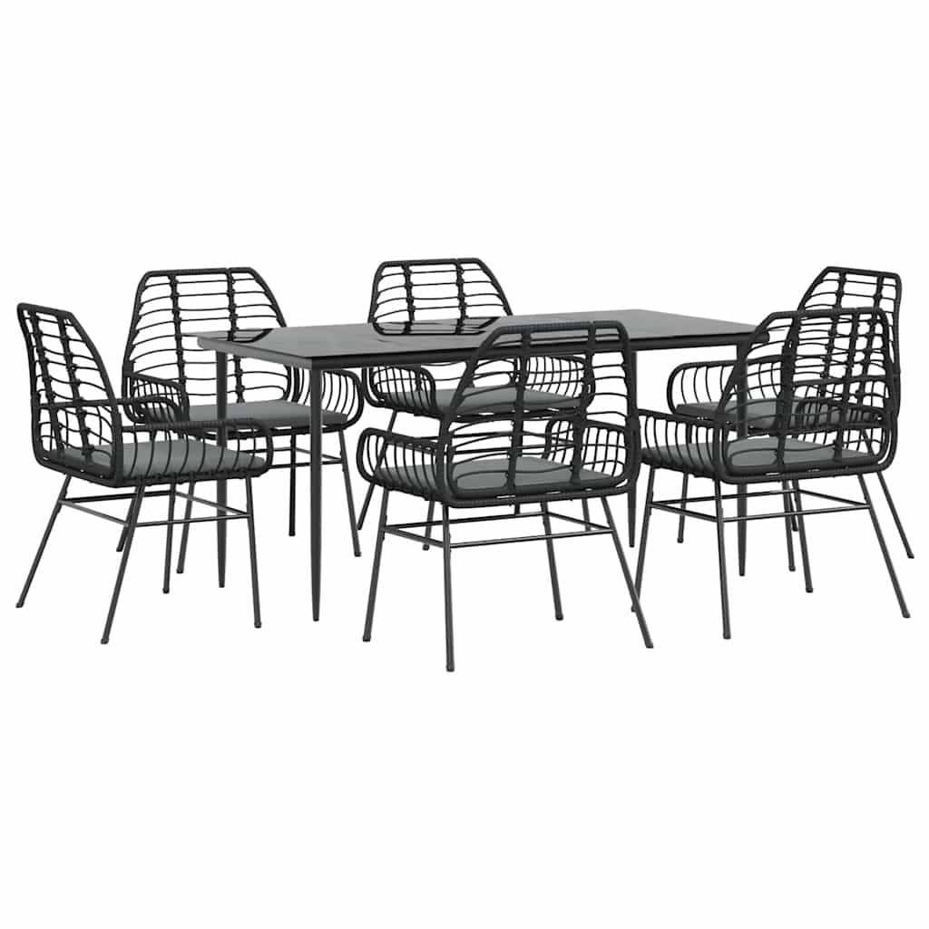 8721158865793_a_en_hd_1 vidaXL 7 Piece Garden Dining Set with Cushions Black Poly Rattan Glass - Image 2