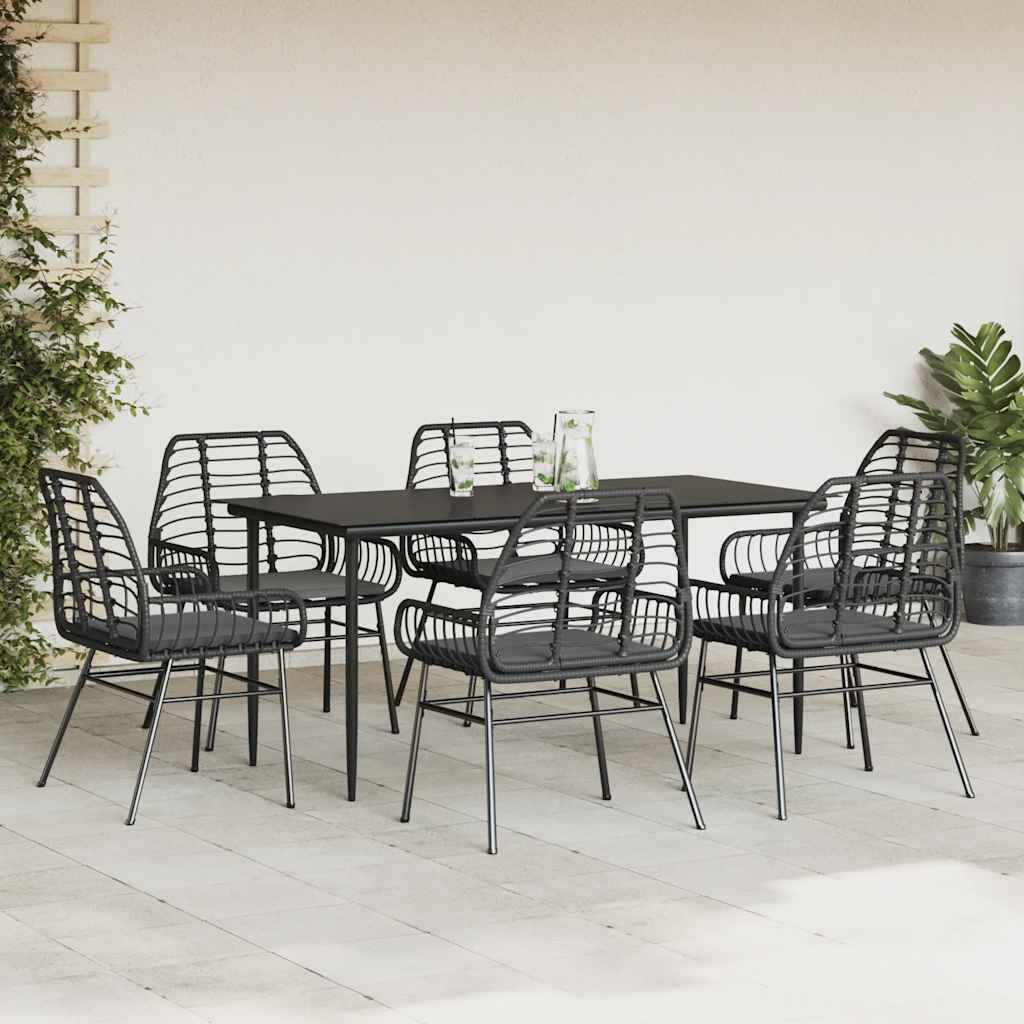 8721158865793_g_en_hd_1 vidaXL 7 Piece Garden Dining Set with Cushions Black Poly Rattan Glass - Image 3