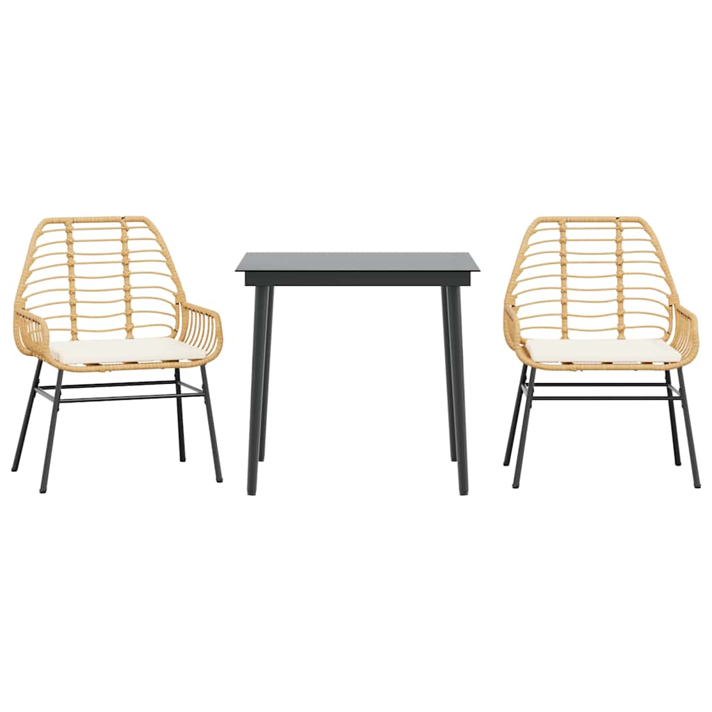 8721158865823_a_en_hd_1 vidaXL 3 Piece Garden Dining Set with Cushions Brown Poly Rattan Glass - Image 2