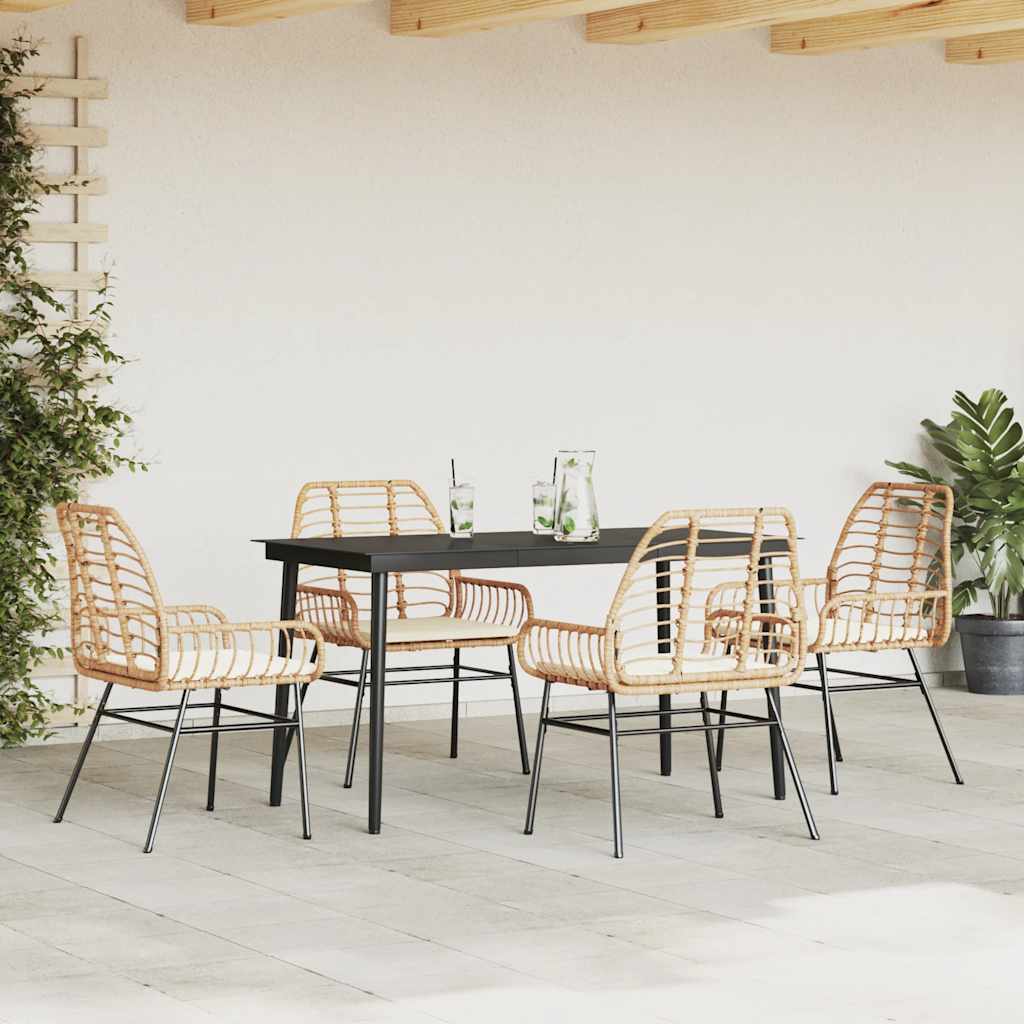 8721158865847_g_en_hd_1 vidaXL 5 Piece Garden Dining Set with Cushions Brown Poly Rattan Glass - Image 3