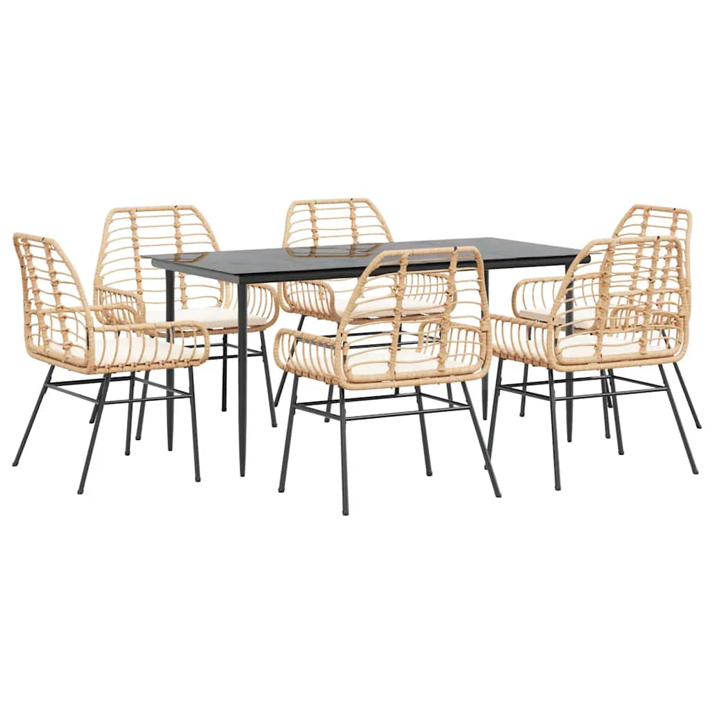 8721158865861_a_en_hd_1 vidaXL 7 Piece Garden Dining Set with Cushions Brown Poly Rattan Glass - Image 2