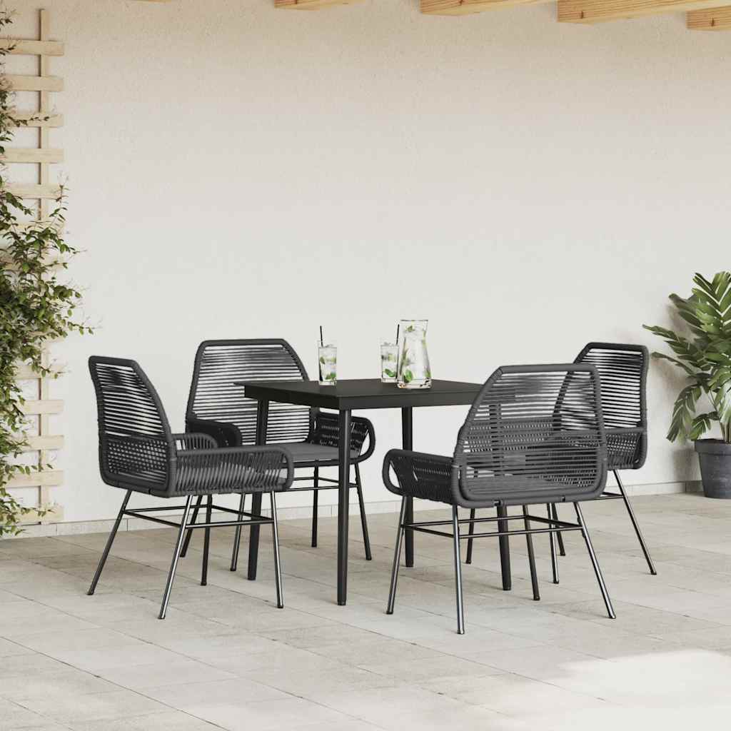 8721158865908_g_en_hd_1 vidaXL 5 Piece Garden Dining Set with Cushions Black Poly Rattan Glass - Image 3