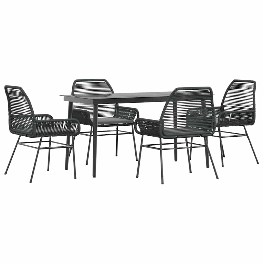 8721158865915_a_en_hd_1 vidaXL 5 Piece Garden Dining Set with Cushions Black Poly Rattan Glass - Image 2