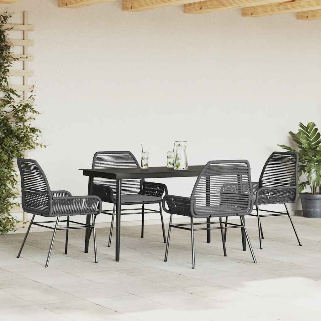 8721158865915_g_en_hd_1 vidaXL 5 Piece Garden Dining Set with Cushions Black Poly Rattan Glass - Image 3