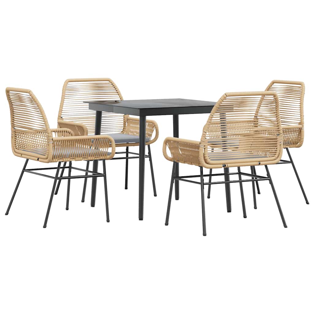 8721158865977_a_en_hd_1 vidaXL 5 Piece Garden Dining Set with Cushions Brown Poly Rattan Glass - Image 2