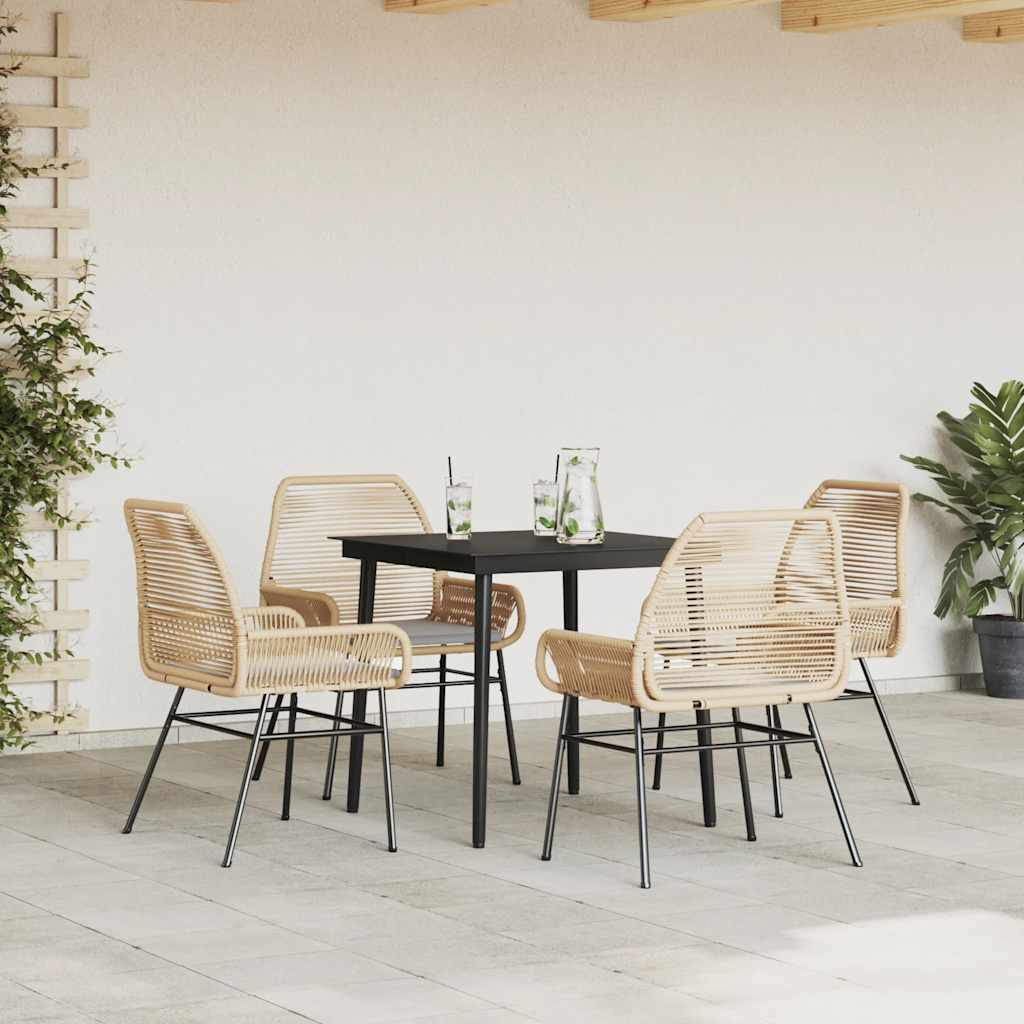 8721158865977_g_en_hd_1 vidaXL 5 Piece Garden Dining Set with Cushions Brown Poly Rattan Glass - Image 3