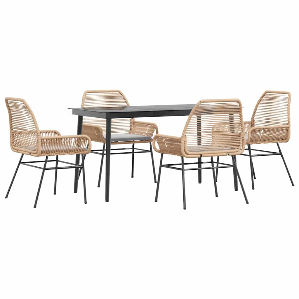 8721158865984_a_en_hd_1 vidaXL 5 Piece Garden Dining Set with Cushions Brown Poly Rattan Glass - Image 2