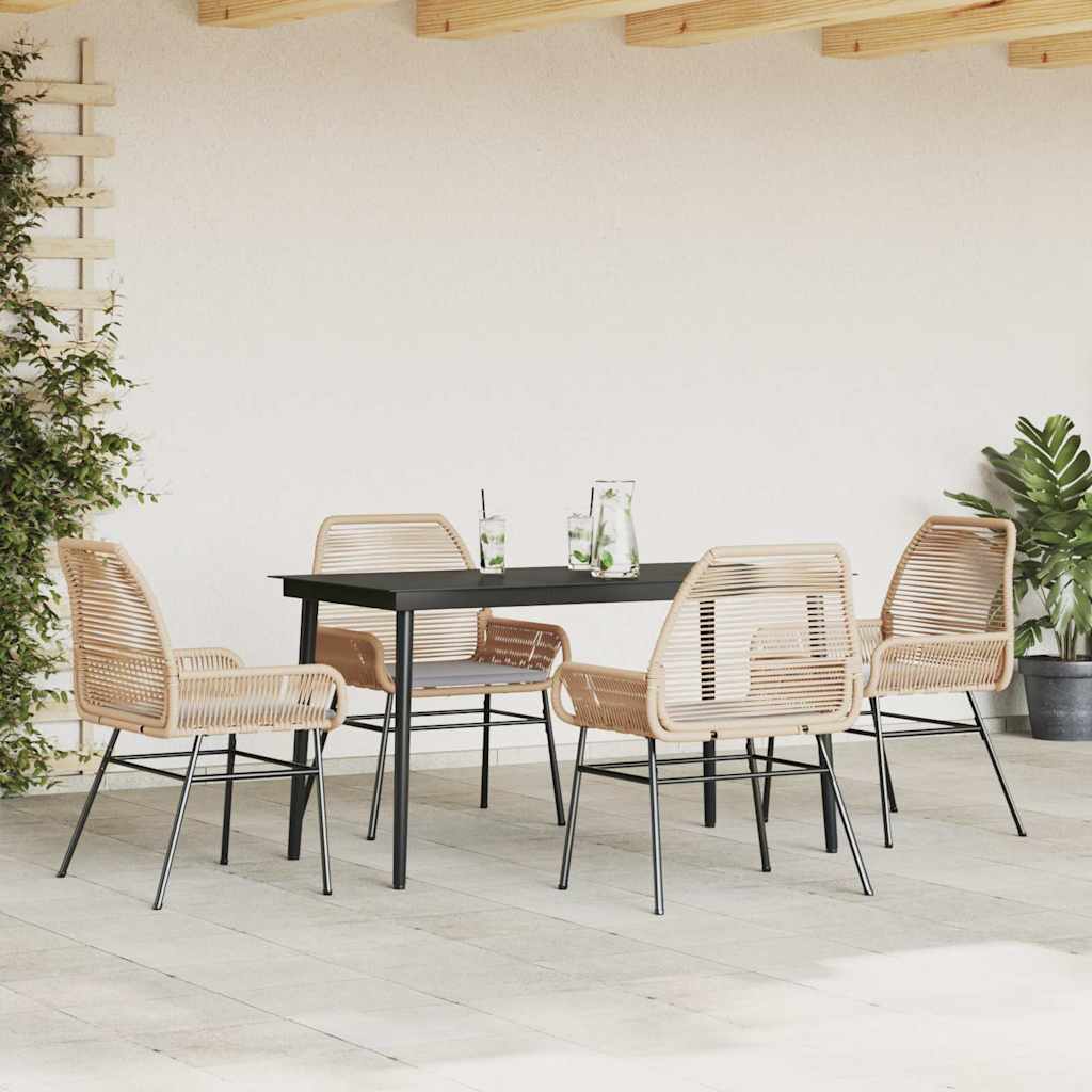 8721158865984_g_en_hd_1 vidaXL 5 Piece Garden Dining Set with Cushions Brown Poly Rattan Glass - Image 3