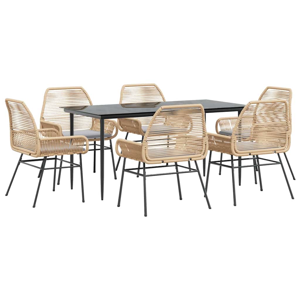 8721158866004_a_en_hd_1 vidaXL 7 Piece Garden Dining Set with Cushions Brown Poly Rattan Glass - Image 2