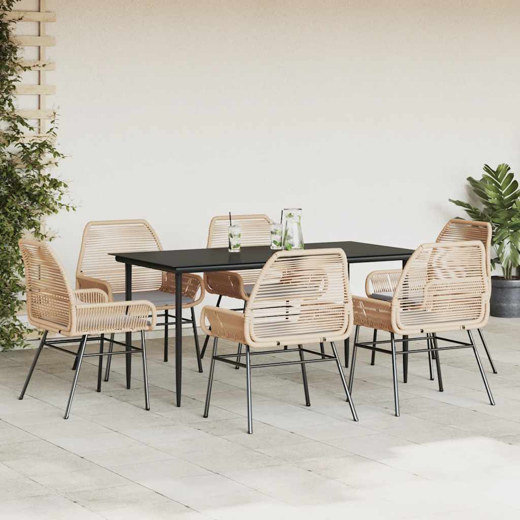 8721158866004_g_en_hd_1 vidaXL 7 Piece Garden Dining Set with Cushions Brown Poly Rattan Glass - Image 3