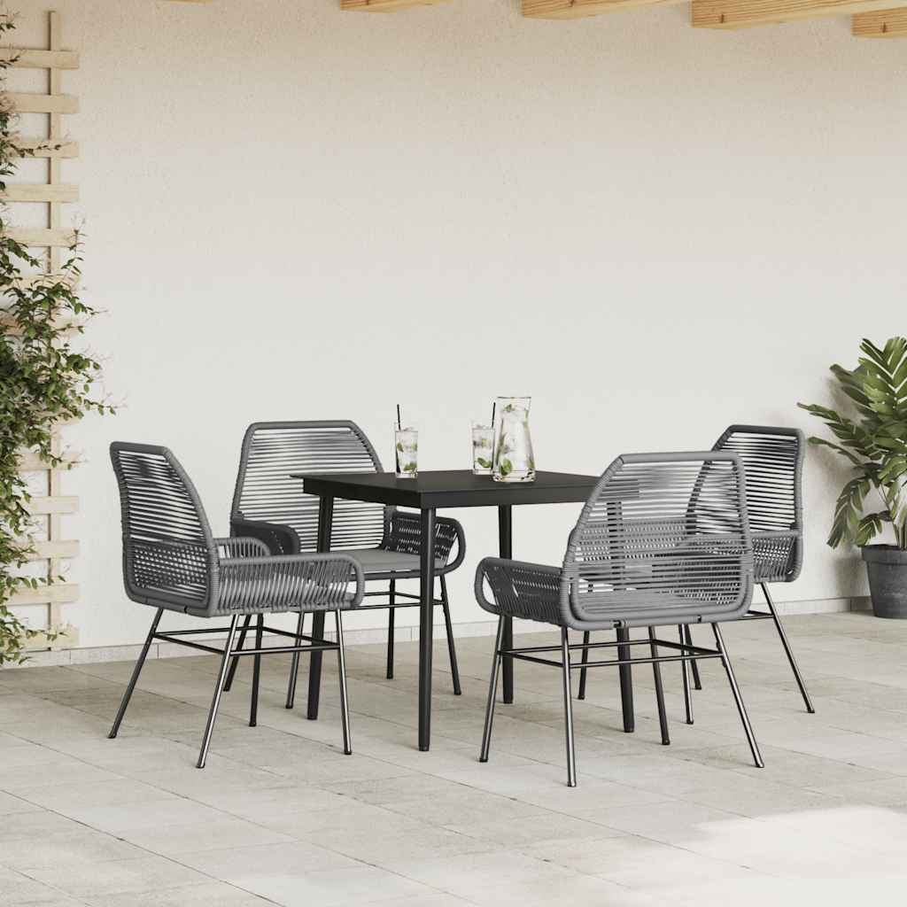 8721158866042_g_en_hd_1 vidaXL 5 Piece Garden Dining Set with Cushions Grey Poly Rattan Glass - Image 3