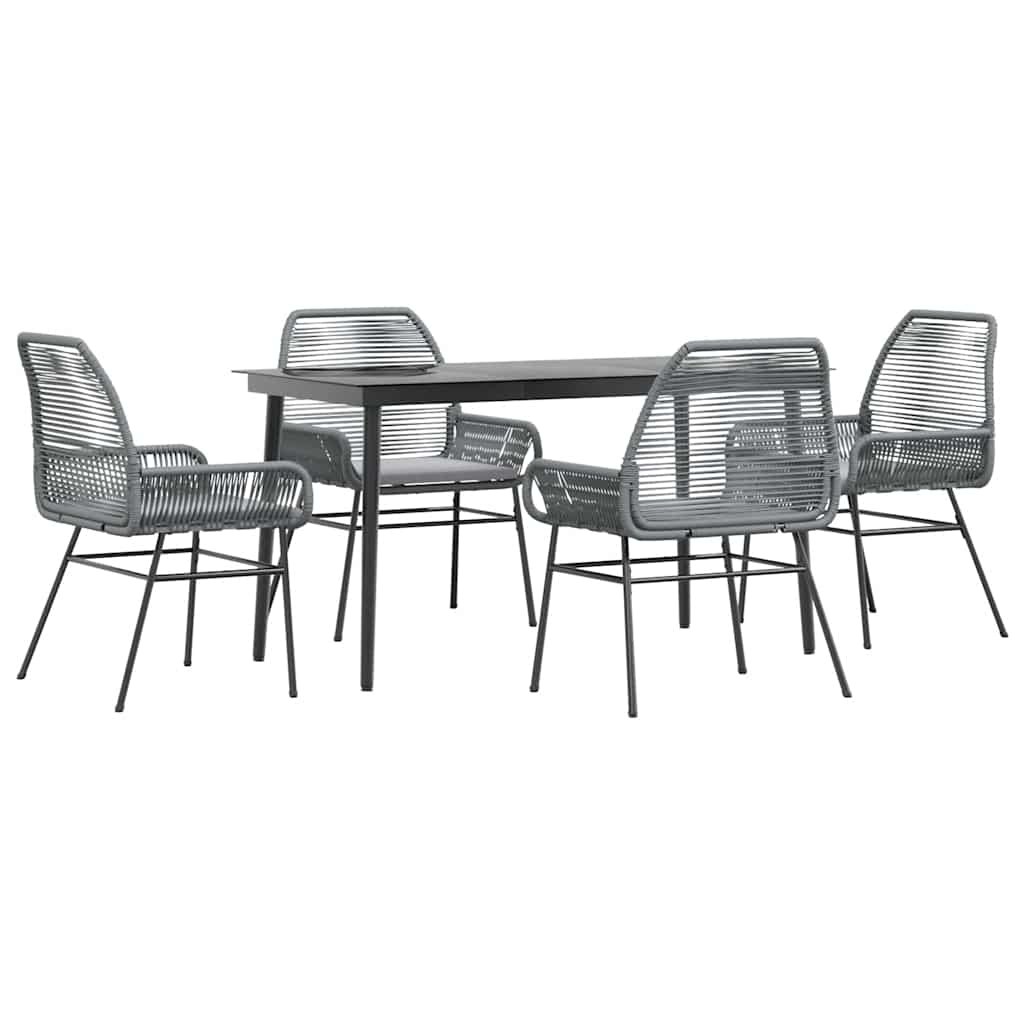 8721158866059_a_en_hd_1 vidaXL 5 Piece Garden Dining Set with Cushions Grey Poly Rattan Glass - Image 2