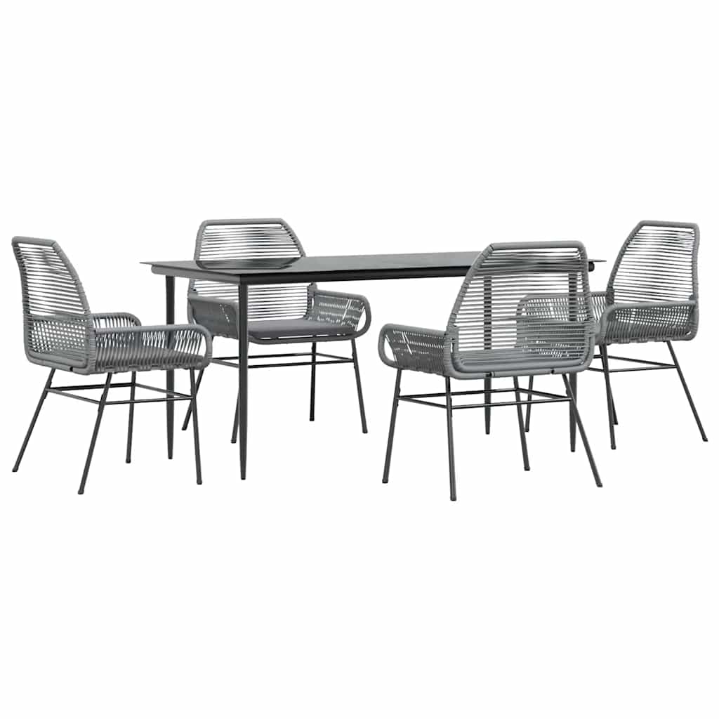 8721158866066_a_en_hd_1 vidaXL 5 Piece Garden Dining Set with Cushions Grey Poly Rattan Glass - Image 2