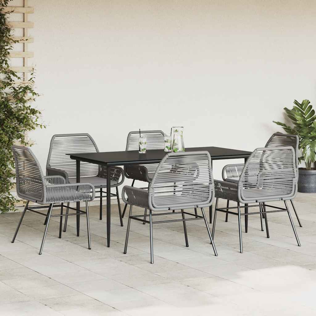 8721158866073_g_en_hd_1 vidaXL 7 Piece Garden Dining Set with Cushions Grey Poly Rattan Glass - Image 3