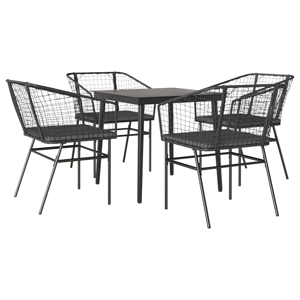 8721158866257_a_en_hd_1 vidaXL 5 Piece Garden Dining Set with Cushions Black Poly Rattan Glass - Image 2