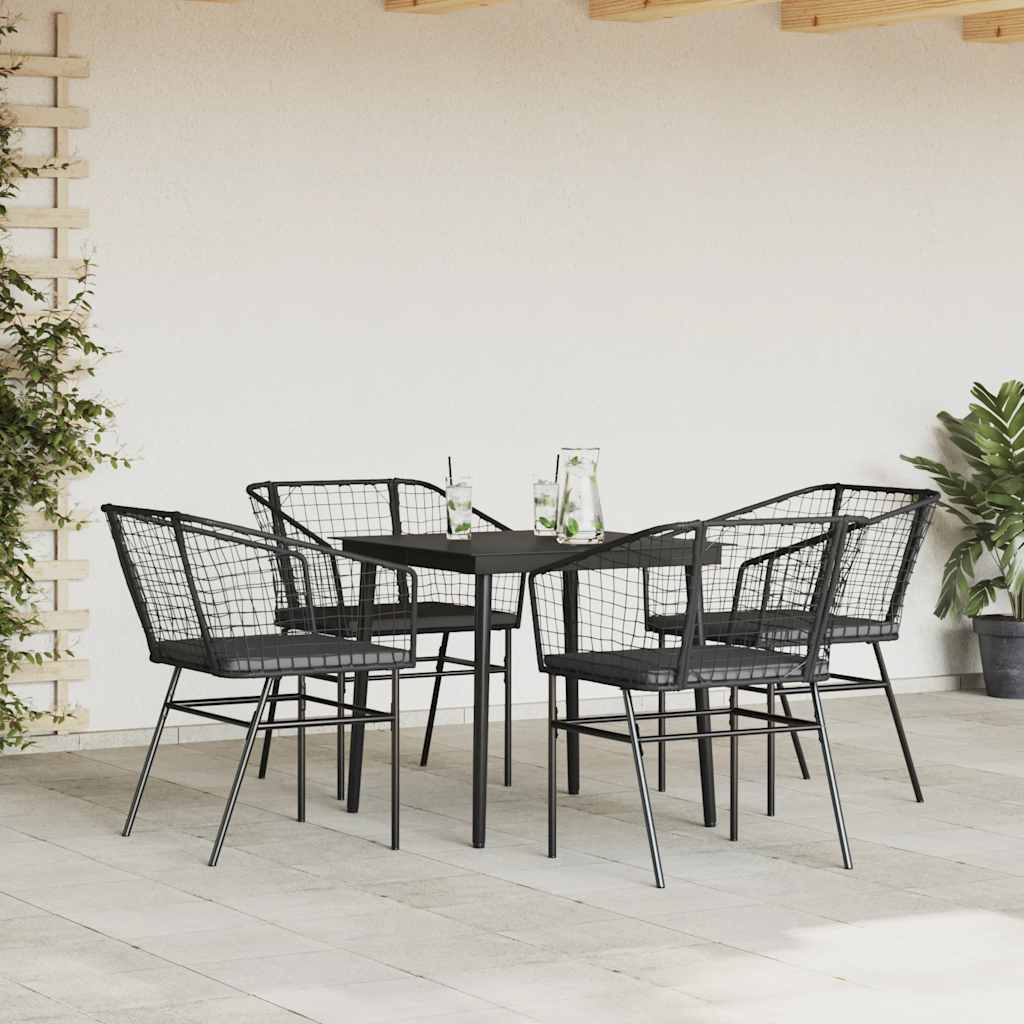 8721158866257_g_en_hd_1 vidaXL 5 Piece Garden Dining Set with Cushions Black Poly Rattan Glass - Image 3