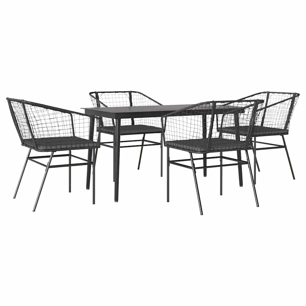 8721158866264_a_en_hd_1 vidaXL 5 Piece Garden Dining Set with Cushions Black Poly Rattan Glass - Image 2