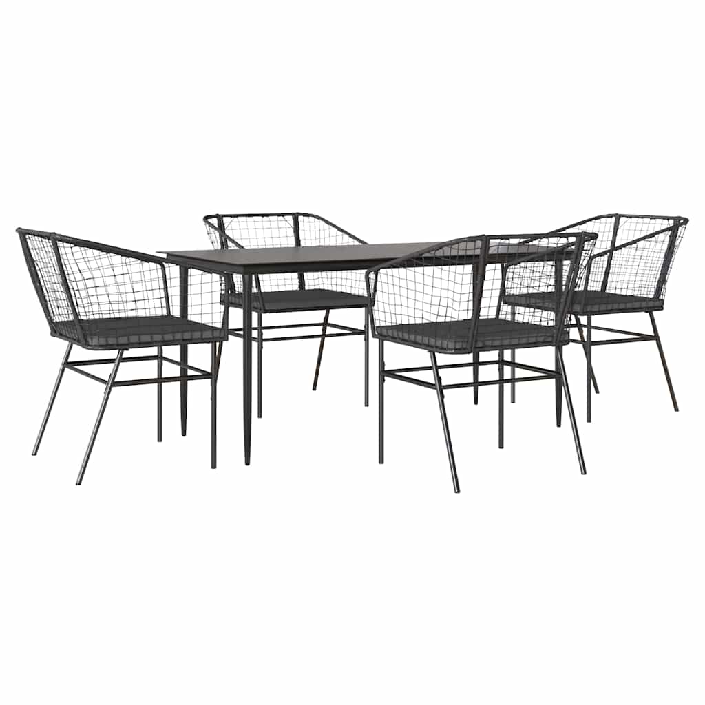 8721158866271_a_en_hd_1 vidaXL 5 Piece Garden Dining Set with Cushions Black Poly Rattan Glass - Image 2