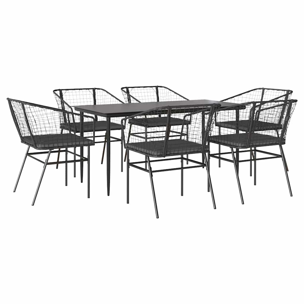 8721158866288_a_en_hd_1 vidaXL 7 Piece Garden Dining Set with Cushions Black Poly Rattan Glass - Image 2
